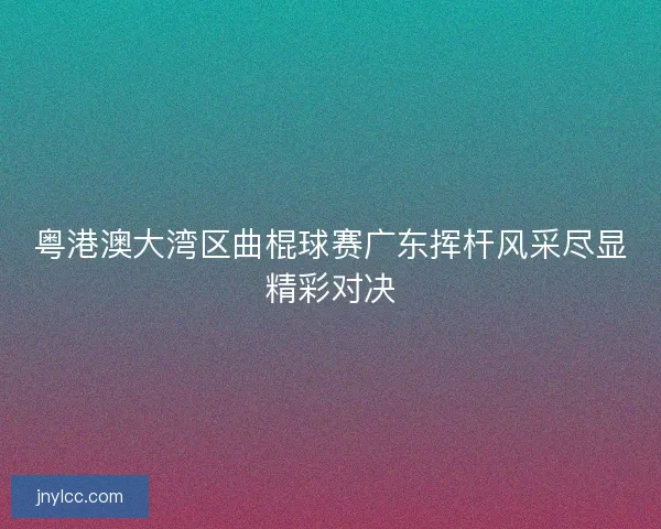 粤港澳大湾区曲棍球赛广东挥杆风采尽显精彩对决