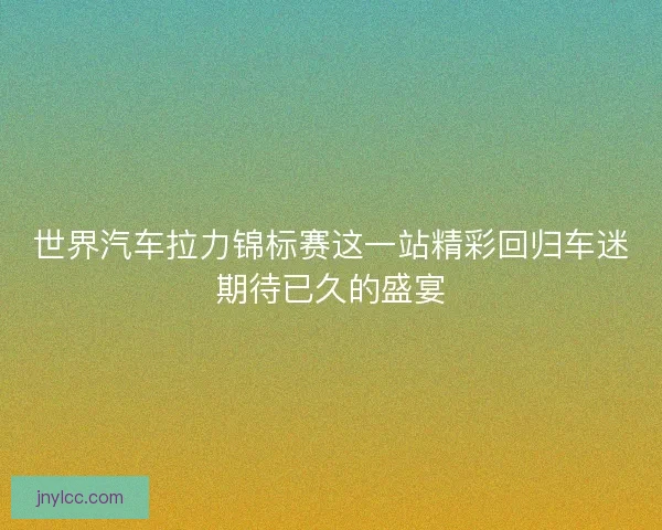 世界汽车拉力锦标赛这一站精彩回归车迷期待已久的盛宴 世界汽车拉力锦标赛这一站精彩回归车迷期待已久的盛宴